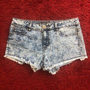 Wax Jean Juniors Mini Cut Off Stretch Denim Shorts Light Acid Wash (M)